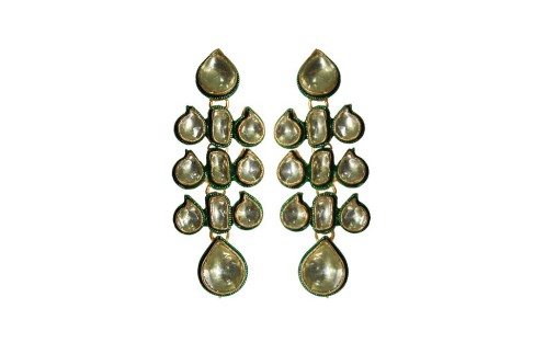 Buy Online New Arrival Golden Love Kundan Earrings @ Angarkh